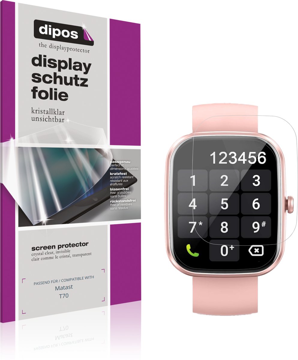 dipos – 6x Beschermfolie geschikt voor Matast T70 | Krasbestendige & heldere Screenprotector Ultra-Thin