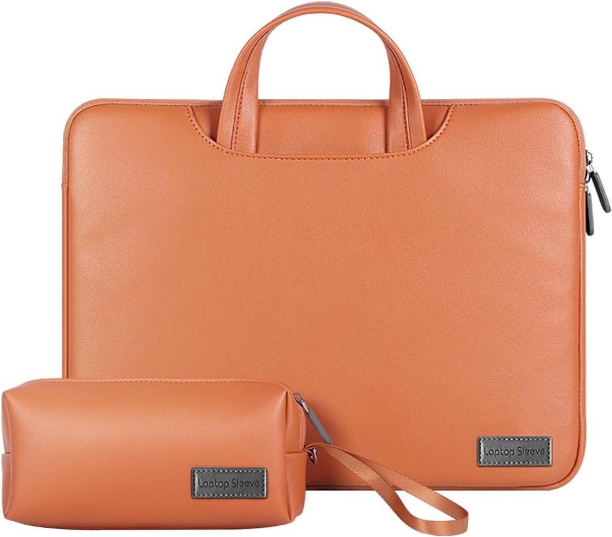 AKABEILA Laptop Bag 13 14 15 Inch Laptop Handbag PU Leather Shoulder Strap Carrying Bag Sleeve Computer Briefcase - ShopVlot