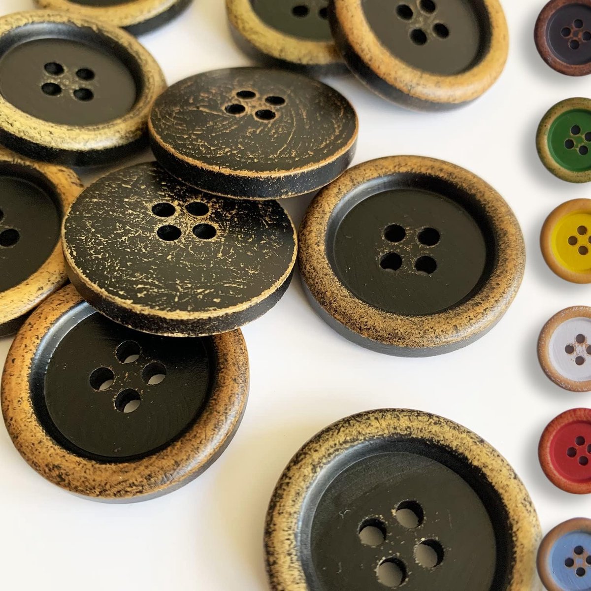 Wooden Buttons Vintage Button Set (8 Buttons) - Used Look Natural Wooden Buttons - ShopVlot