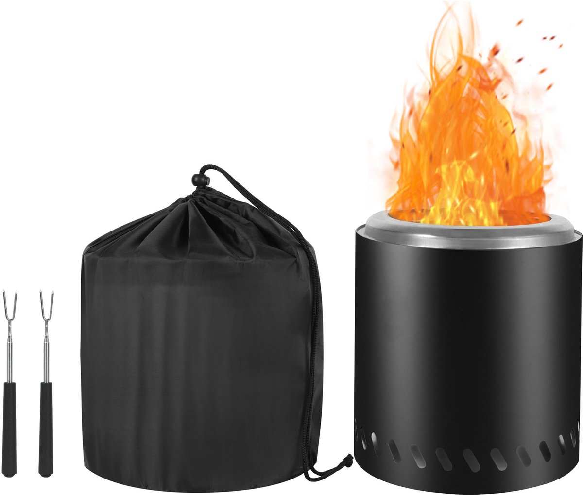 CAMPORG Rookvrije vuurschaal, 22 cm, roestvrij staal, draagbare campingvuurkorf voor 3-5 personen, outdoor tafelhaard - ShopVlot