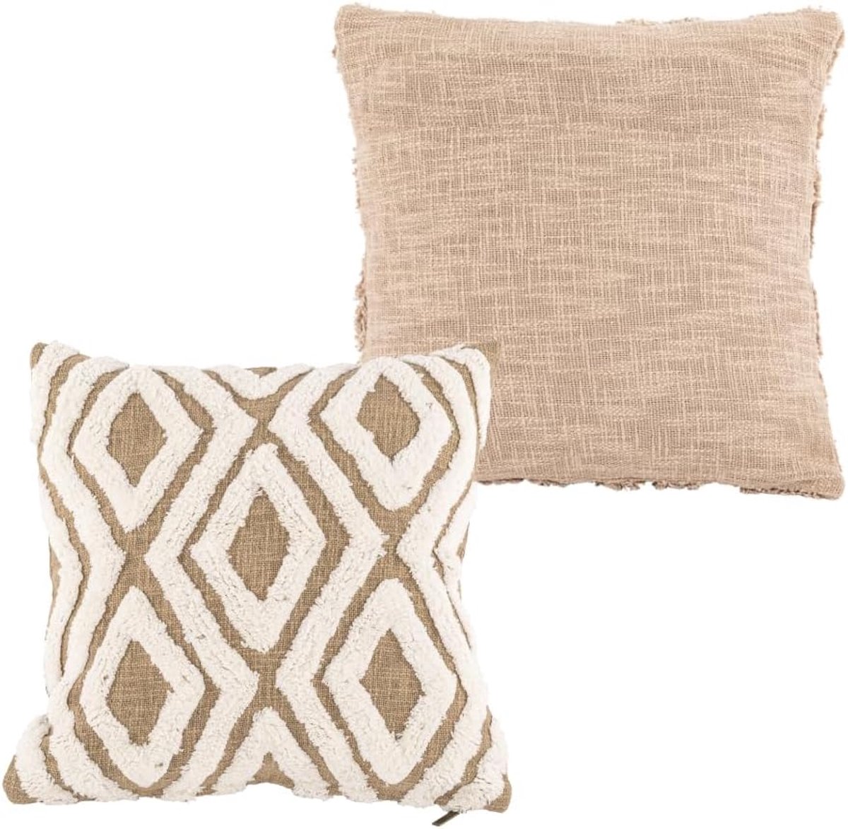 Tiseco Home Studio - Cushion (filled) SAHARA CONTRAST - boho - Square - 45x45cm - Sand - ShopVlot