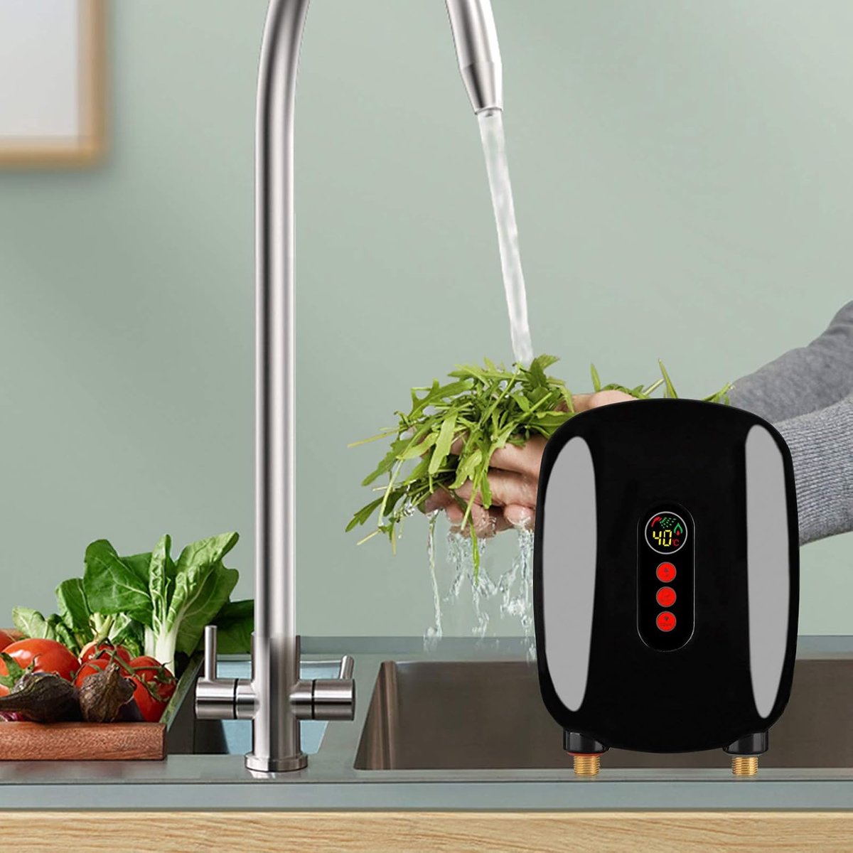 Electric Water Heater, 6.5 kW, Kitchen, Bathroom, Fast Hot Water Treasure (Black LCD Display) - ShopVlot