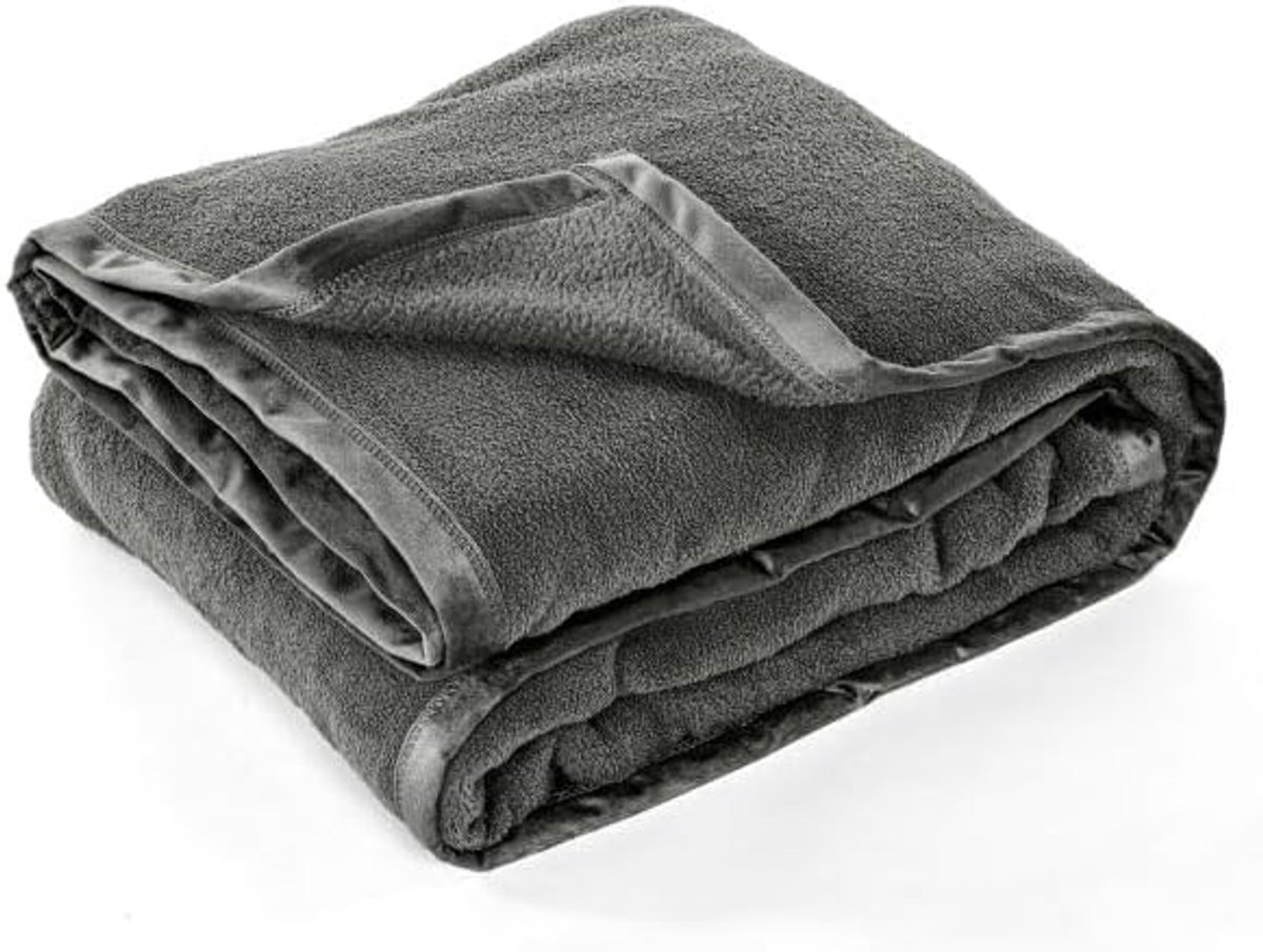 Tiseco - Plaid blanket LAMIS - bedspread - 240x260 cm - Grey - ShopVlot