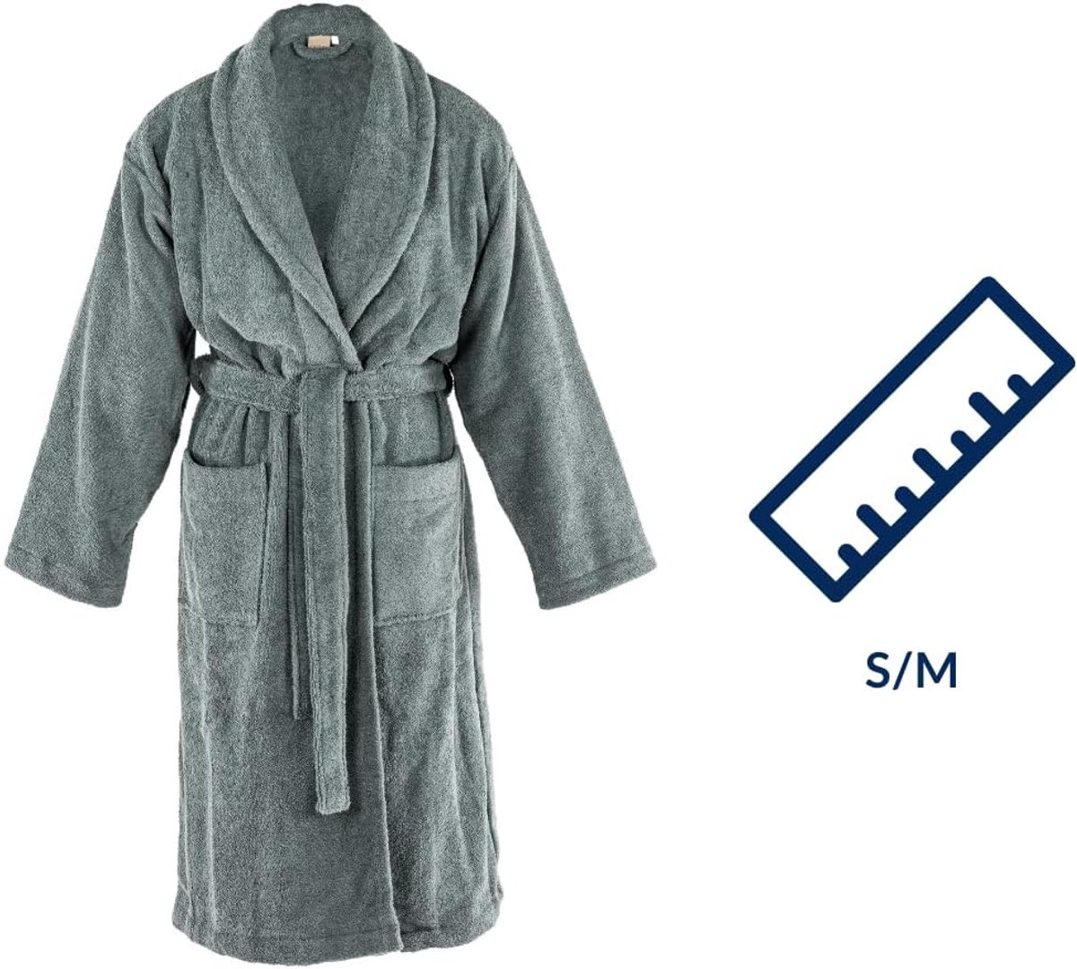 Tiseco Home Studio - Bathrobe DELUX - 100% cotton - 370g/m² - terry - unisex belt and pockets - S/M - Black - ShopVlot