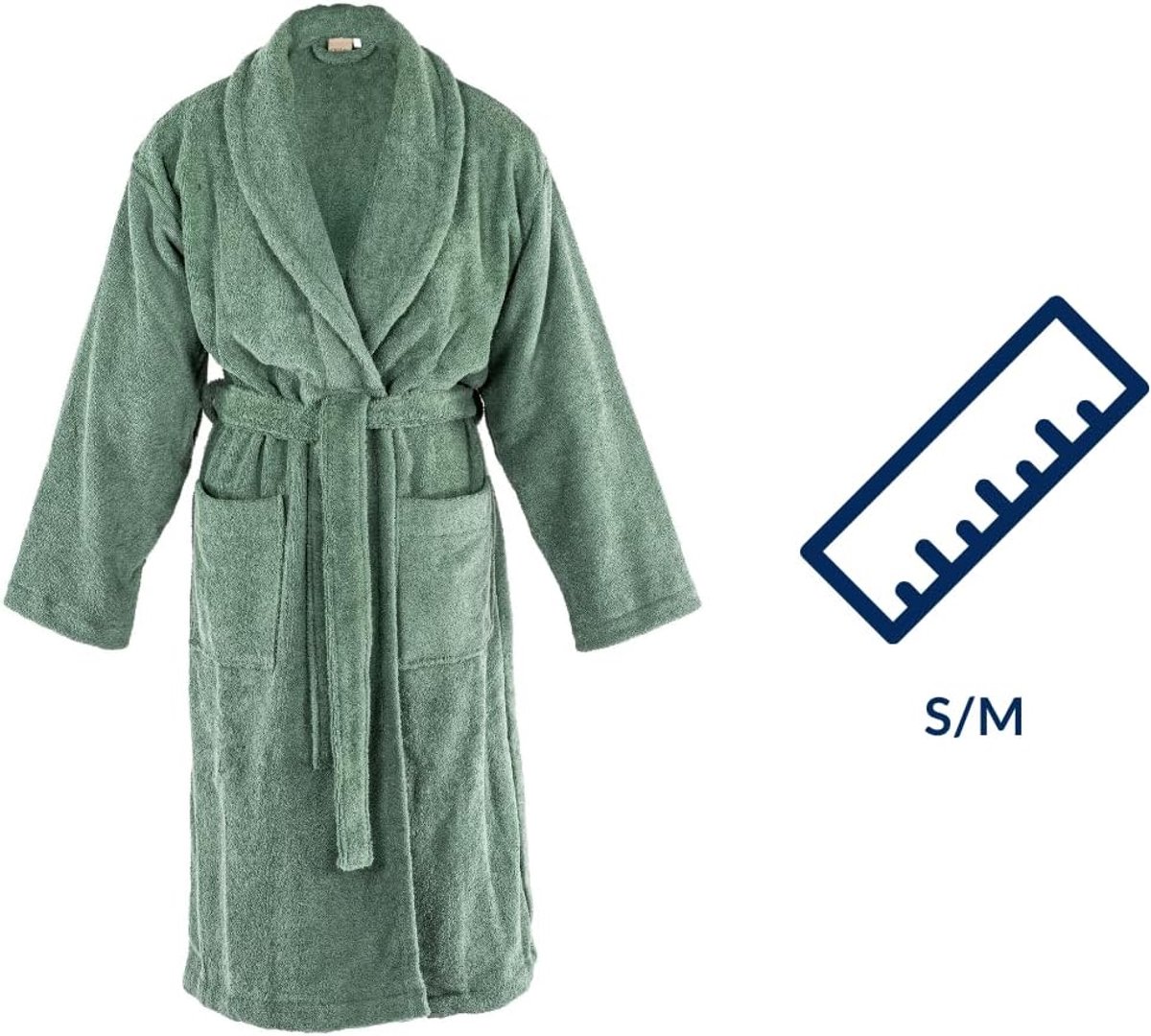 Tiseco Home Studio - Bathrobe DELUX - 100% cotton - 370g/m² - terry - unisex belt and pockets - S/M - Black - ShopVlot