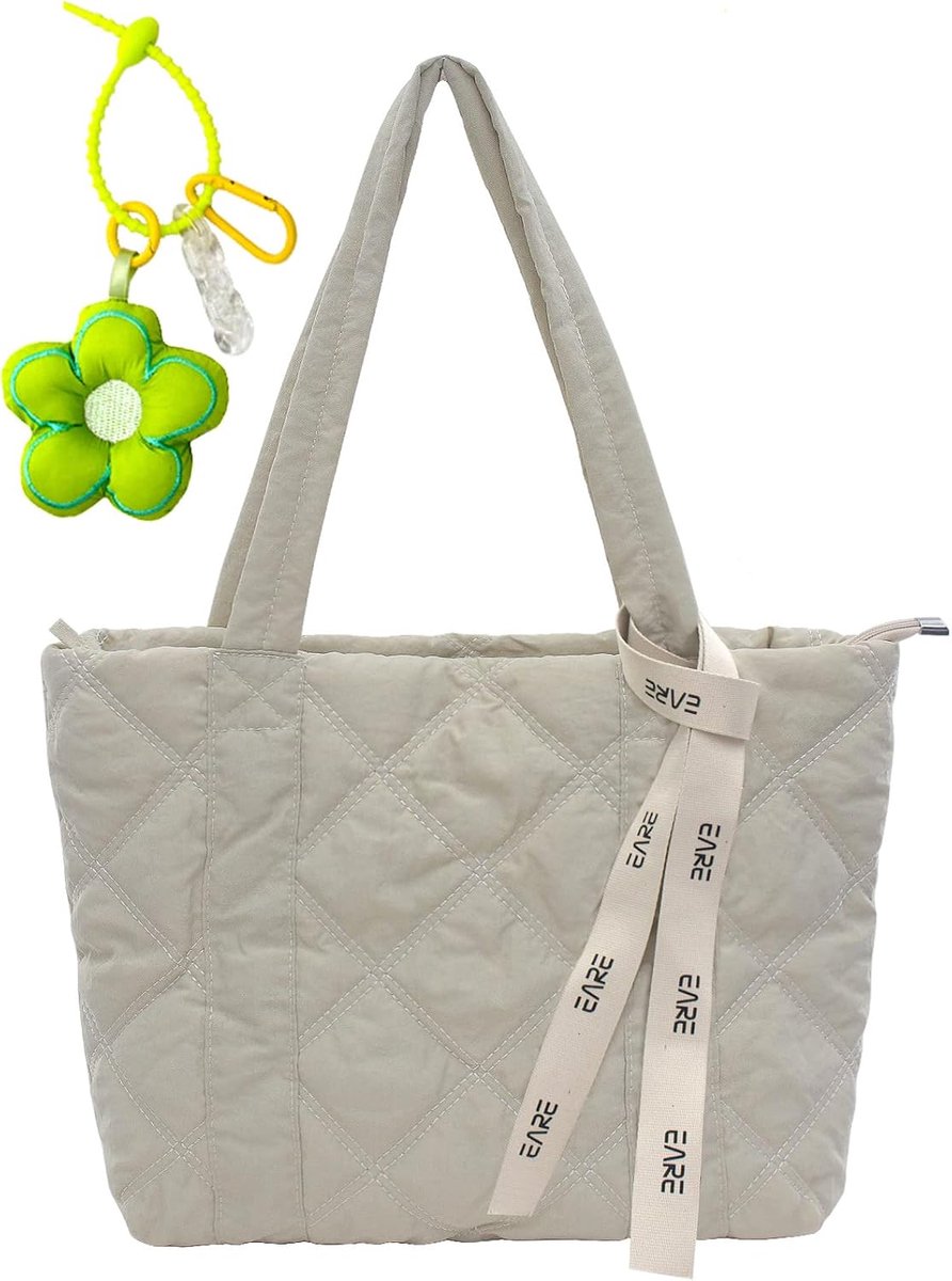 Padded Totes Bag for Women Nylon Puffy Bag Puffer Shoulder Bag with Zipper Causal Top Handle Handbag for Work School - ShopVlot
