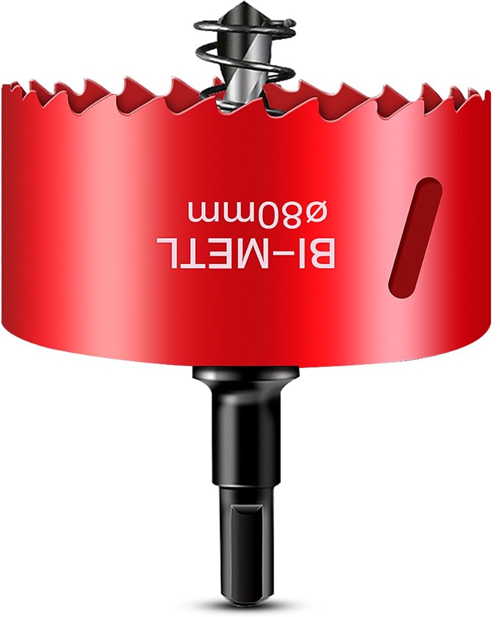 M42 HSS Hole Saw 80 mm, Bi-Metal, Durable, with Positioning Point for Cutting Mild Steel, Stainless Steel, Cast Iron - ShopVlot