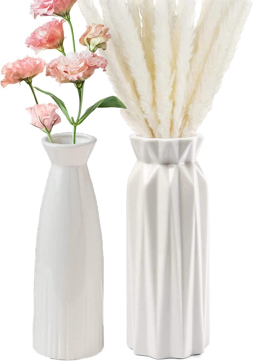 18 cm Ceramic Vase Pampa Flower Vase Porcelain Vase White Vase Decoration Modern Table Vase Decorative Vase for Home - ShopVlot
