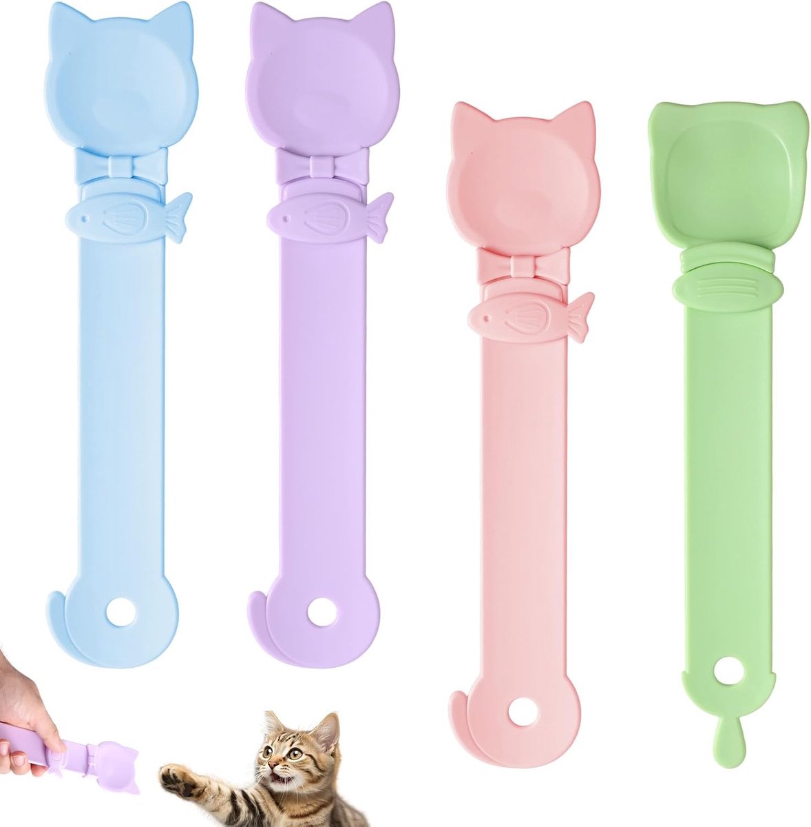 lasuroa 4Pcs Cat Strip Feeders, 4 Colors Cat Food Spoon Cute Squeeze Spoon Lick Feeder Dispenser for Liquid Snacks - ShopVlot