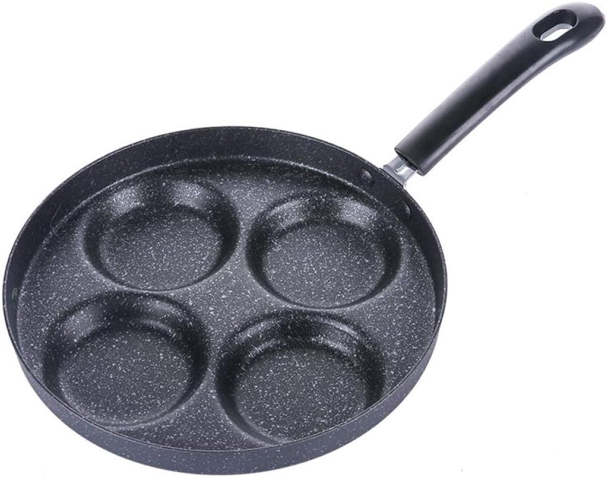 Multi-egg frying pan, 4-hole burger and egg pancake pan non-stick breakfast omelette machine mold, with non-slip long - ShopVlot