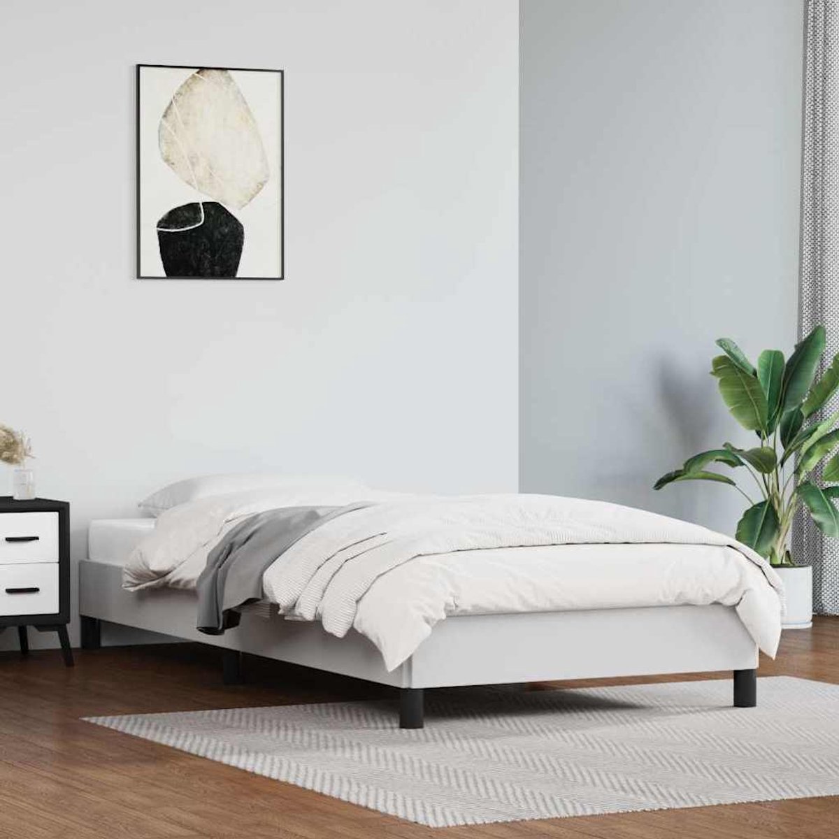vidaXL - Bedframe - kunstleer - wit - 100x200 - cm