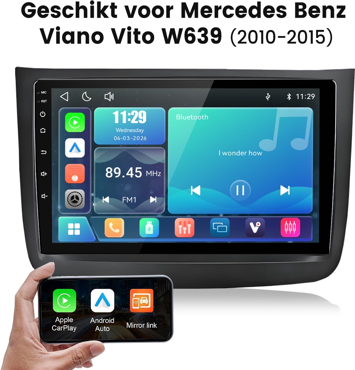 Cestovet Autoradio - Geschikt voor Mercedes-Benz Vito 2 W639 / Viano 2 2003-15 Draadloze CarPlay -LINUX - Bluetooth , 10 inch Touchscreen