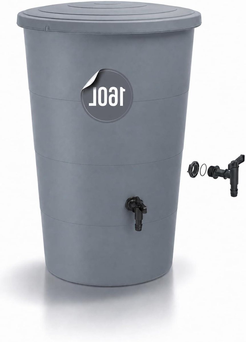 Regenton - Waterton Regenvat - Tuin Water Geven - Modern Glad Design - 160 liter - Grijs