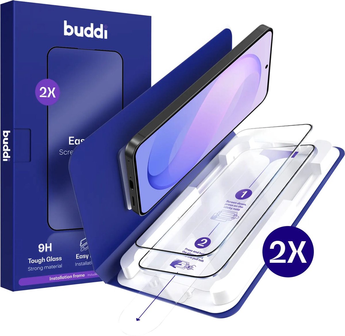 2-Pack Screenprotector Geschikt voor Samsung Galaxy S26 FE - Buddi Easy Fit Tempered Glass met Installatietray - 9H+ Gehard Glas - Case Friendly Glasplaatje - Eenvoudige montage