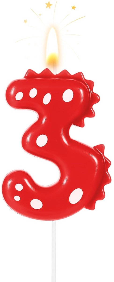 Solidchoice - Rode Dinosaur Kaars voor Verjaardagstaart