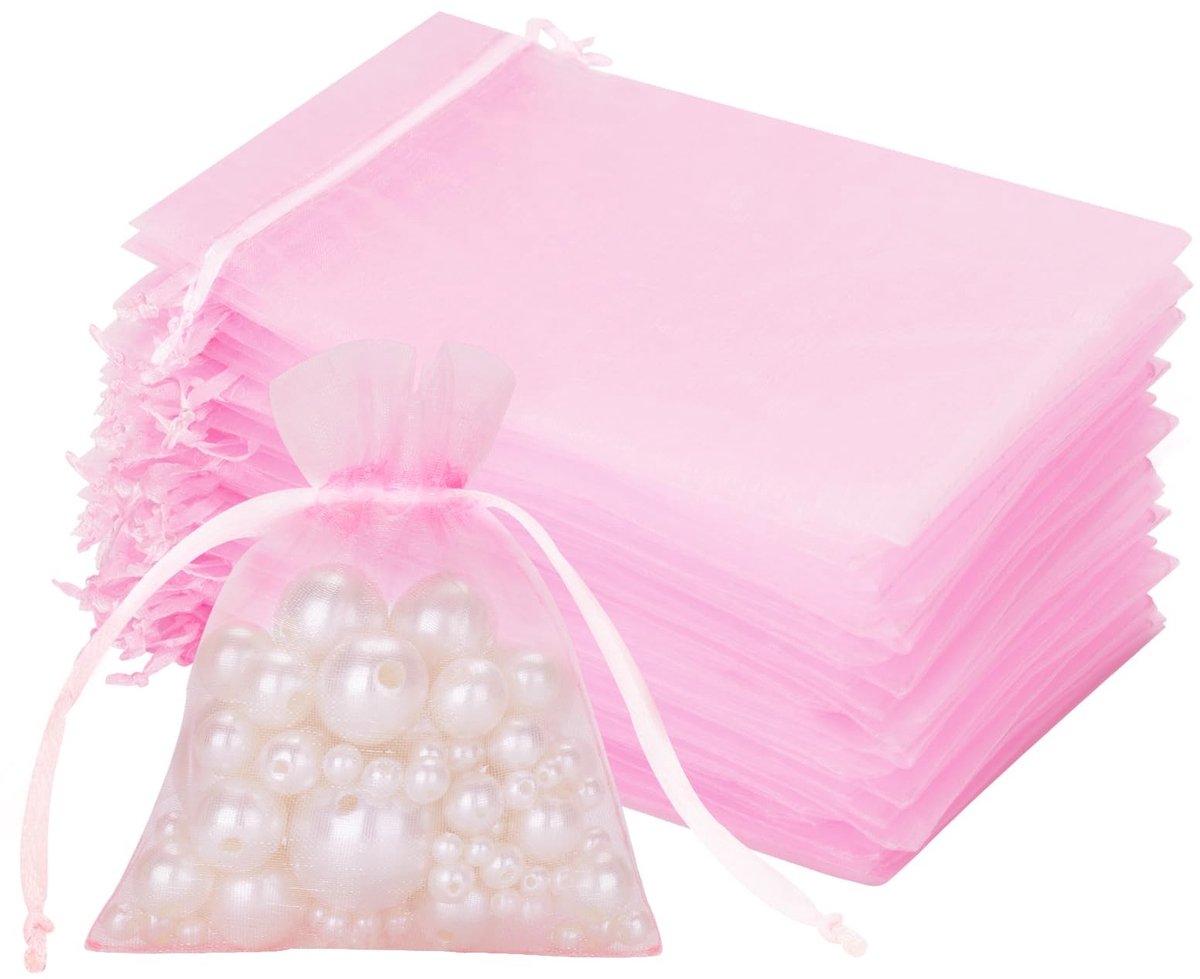 Solidchoice - Kleine Organza Zakjes voor Bruiloften, 50 Stuks Roze
