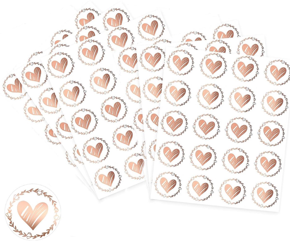 Solidchoice - 120 Stuks Hartvormige Envelopstickers in Roségoud voor Bruiloften en Feestjes