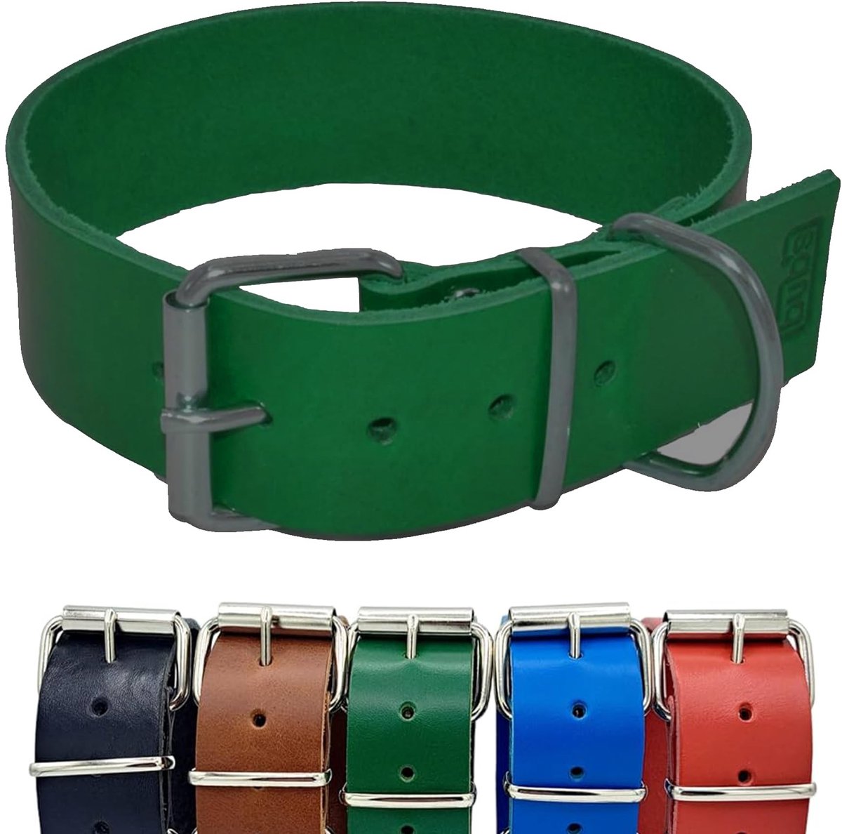 Solidchoice - Rundleer Hondenhalsband, Zacht en Duurzaam (Groen, Maat XL)