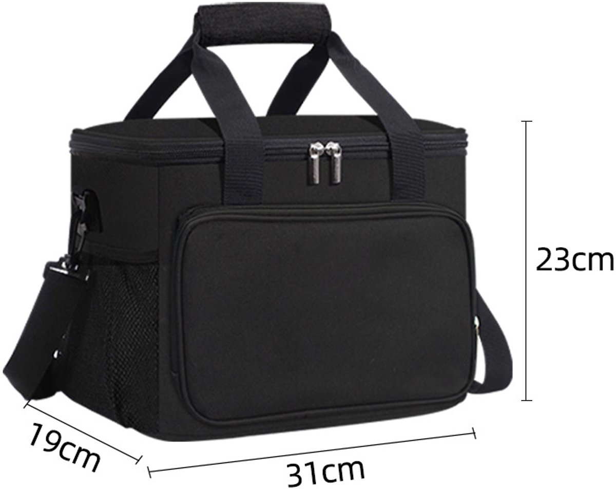 COVREO Koeltas 31 x 19 x 23 cm zwart, 15 L, met schouderriem en handgrepen