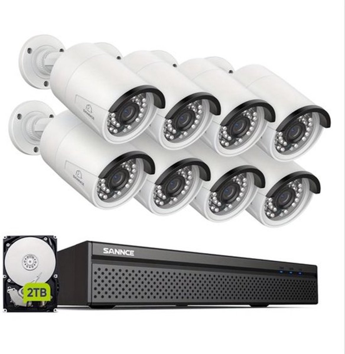 Bewakingsset 8-kanaals – Beveiligingscamera Set – CCTV Cameras – Surveillance System – 2TB HDD Variant – 8MP Beeldkwaliteit – AI Persoons- en Voertuigdectie
