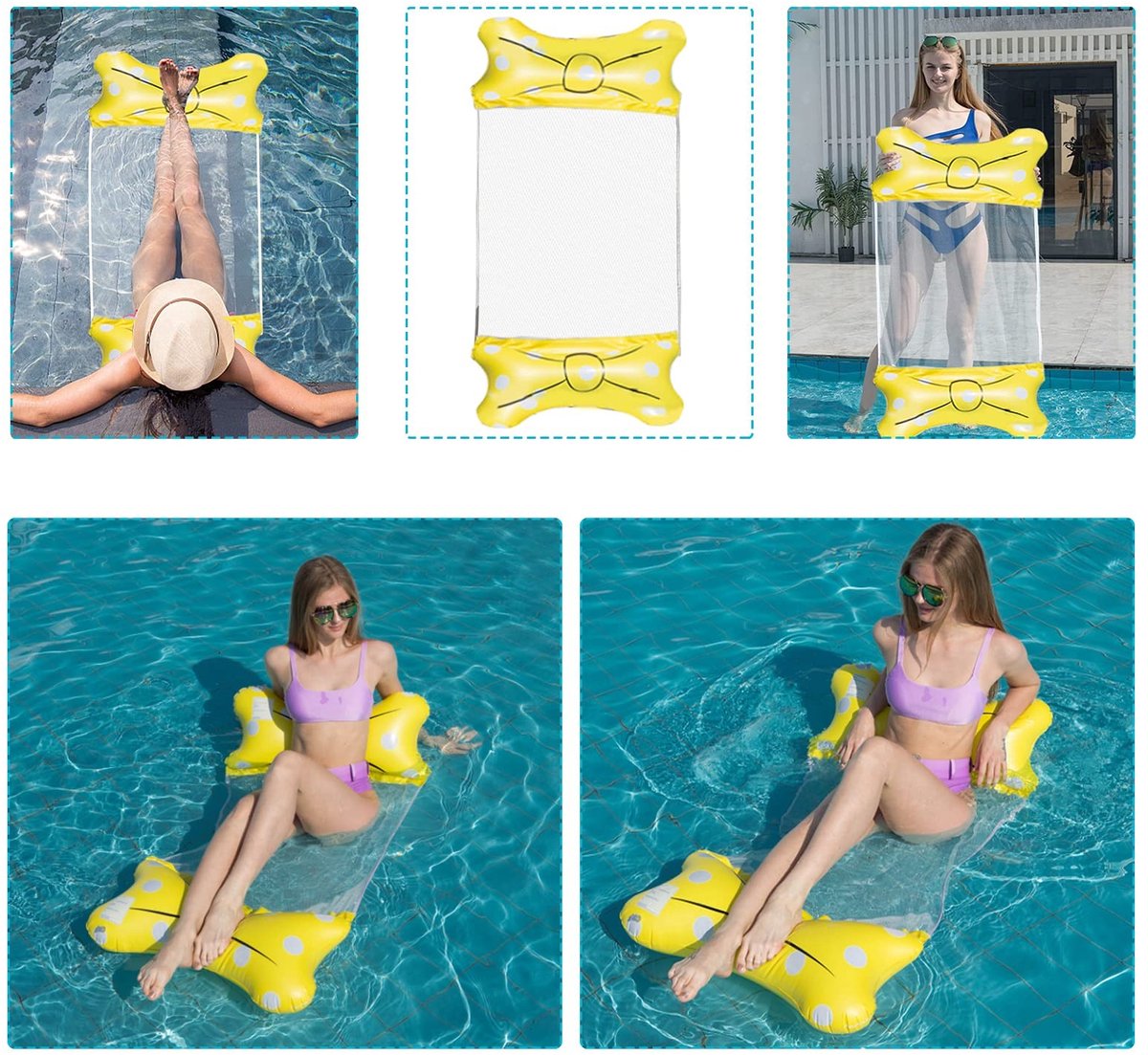 Solidchoice - Opblaasbaar Waterbed voor in het Zwembad, 4-in-1 Hammock