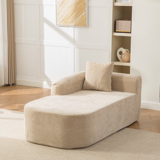 Modulaire Hoekbank - Chenille Lounge Sofa Met Chaise Longue - Zachte Cloud Bank Met 30D Schuimvulling En Diepe Zit - Vacuüm Verpakte Bank Zonder Montage Voor Woonkamer - Licht Khaki