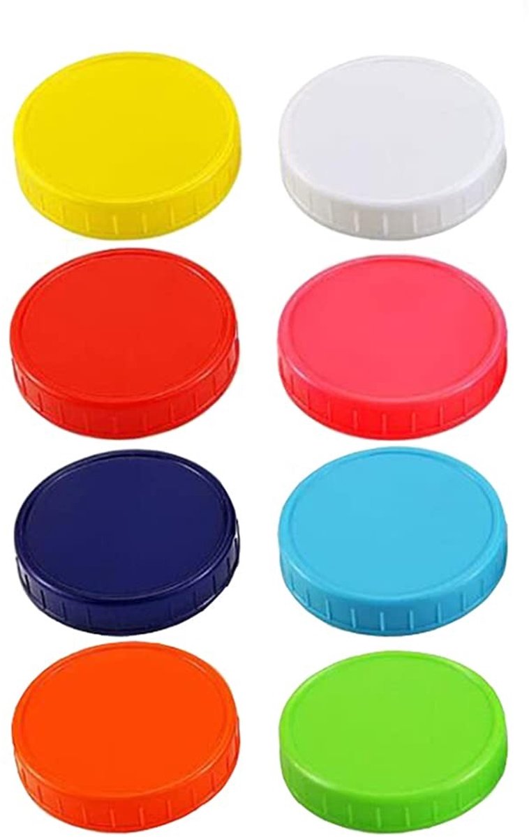 Solidchoice - Set van 8 Brede Deksel voor Weckpotten, Voedselveilige Plastic Caps