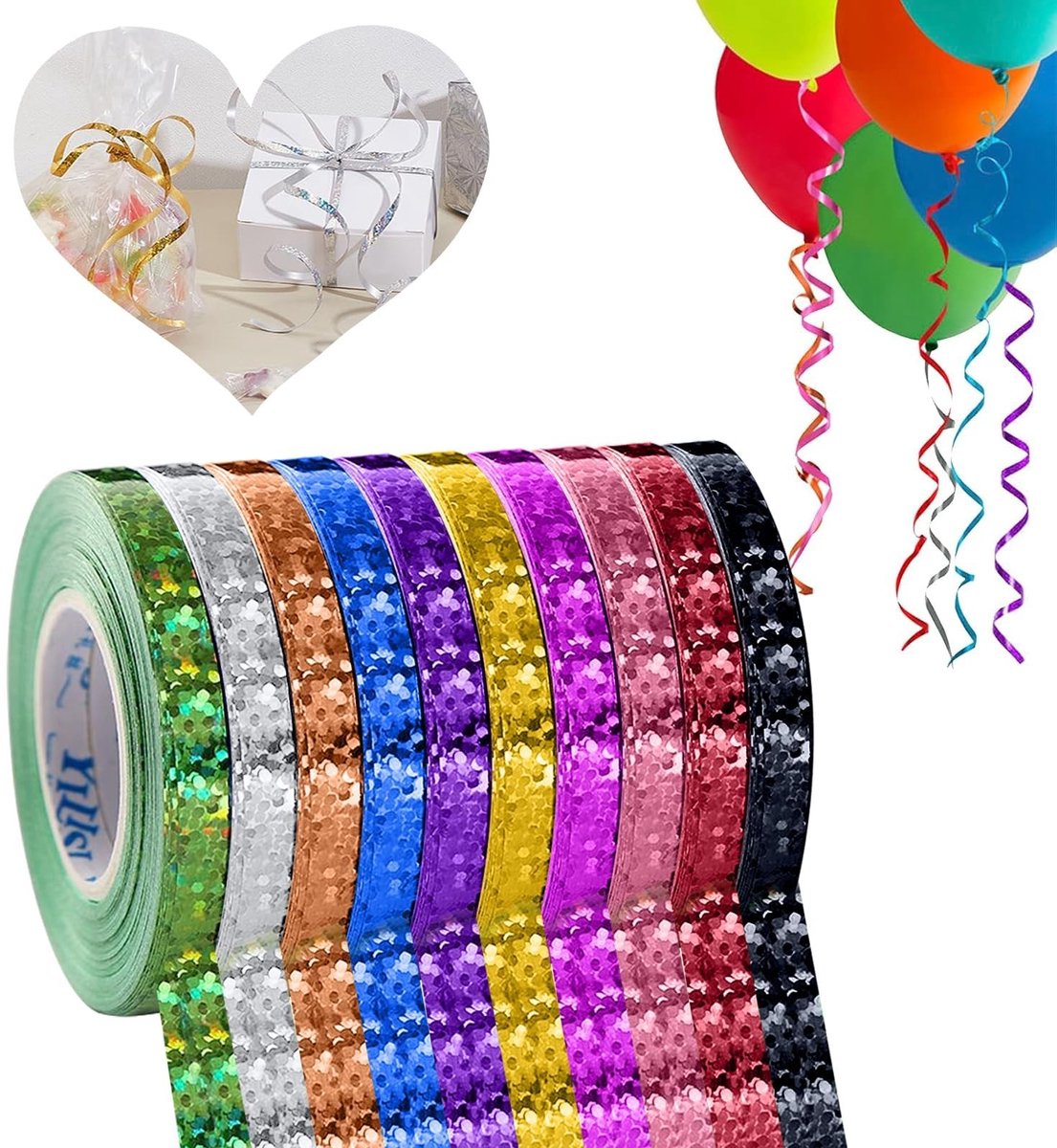 Solidchoice - Set van 10 Kleurige Satijnen Cadeaulinten voor Feestelijke Decoraties