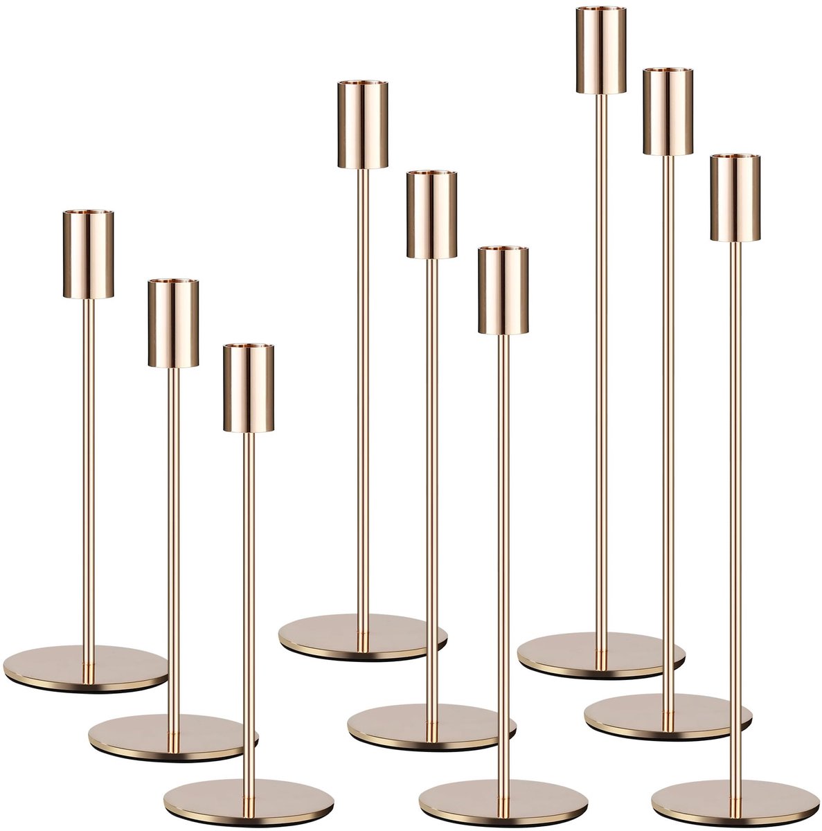 Solidchoice - 9 Stuks Kaarsenhouders - Gouden Candelabrum voor Feestjes en Decoratie