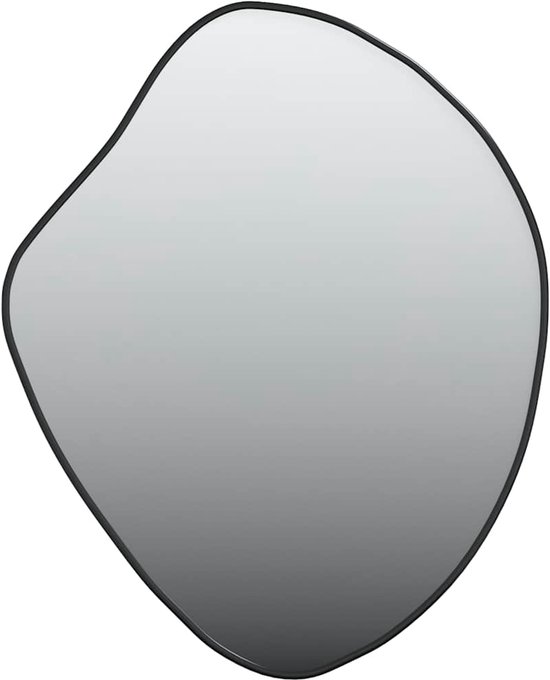 Unieke, onregelmatige spiegel met zwart frame.