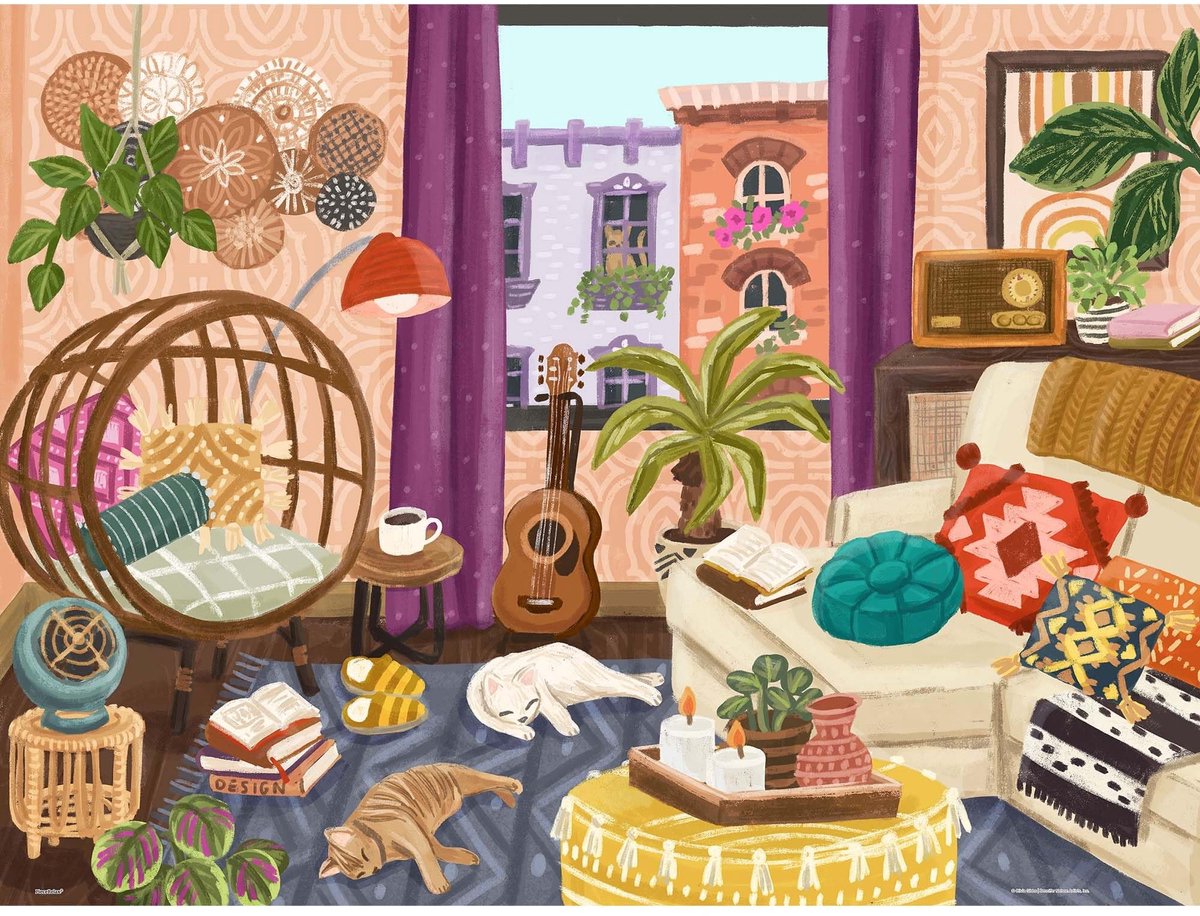 Solidchoice - Puzzel 1000 Stukjes - Boho Interior van Olivia Gibbs