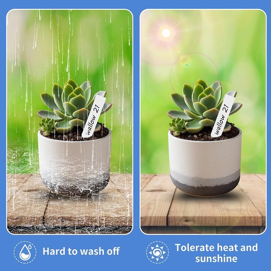 Allecto plus - Set van 100 plantenbordjes voor buiten - Waterdichte kunststof plantenetiketten - Weerbestendige plantenlabels voor tuin - Wit van Merkloos	 — afbeelding 3