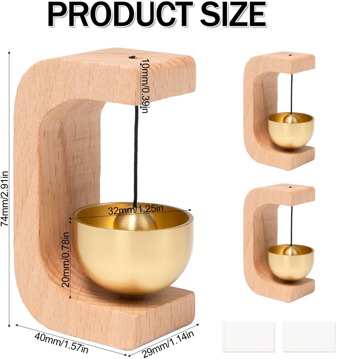 Solidchoice - 2 Houten Deurbellen - Magnetische Deurbel voor Winkels en Huizen