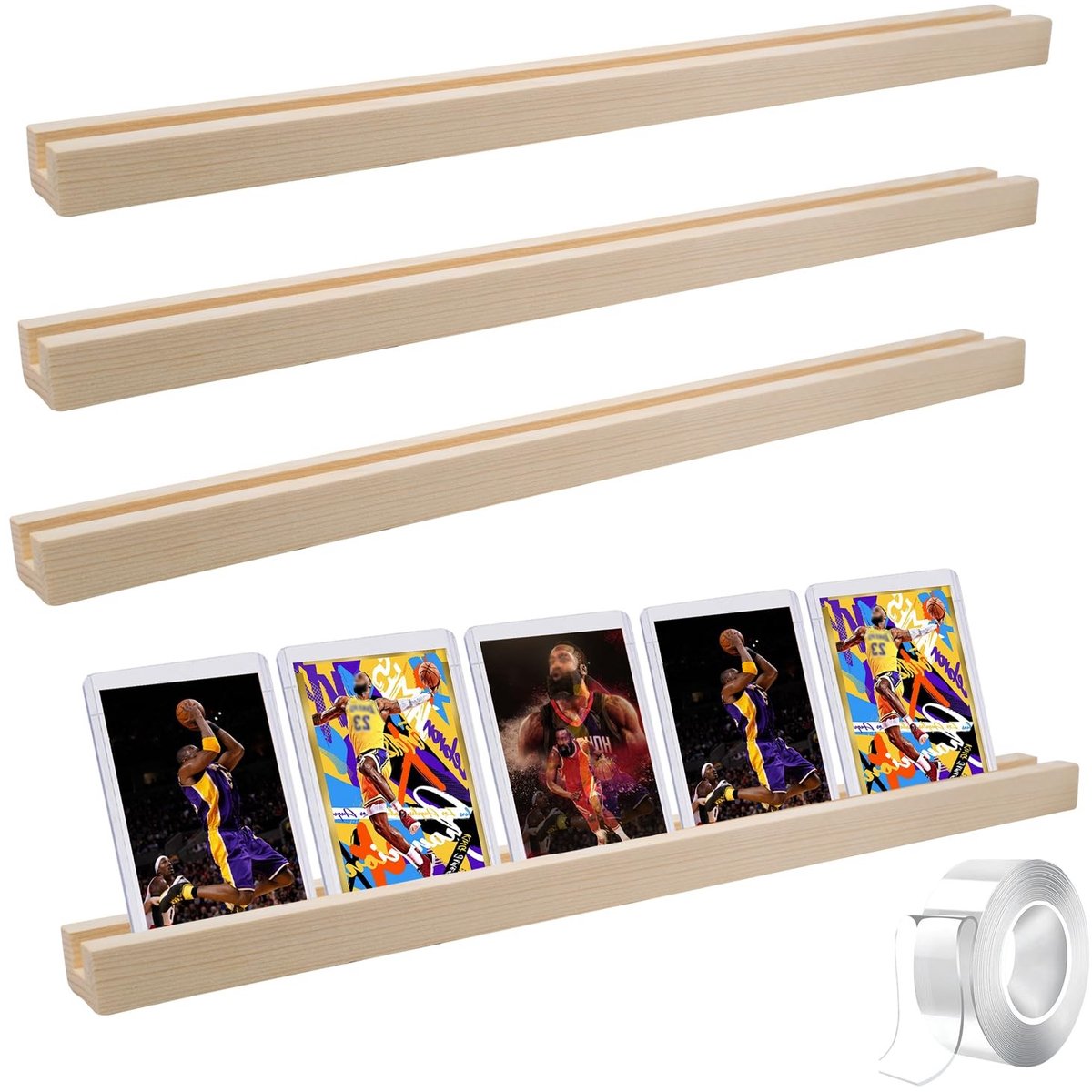 Solidchoice - Set van 4 Trading Card Stands - Houten Kaartdisplay voor Sportkaarten