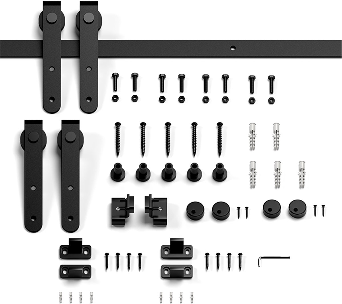 Meubel Schuifdeursysteem Dubbele deur | Zwart 180 cm | Per Set