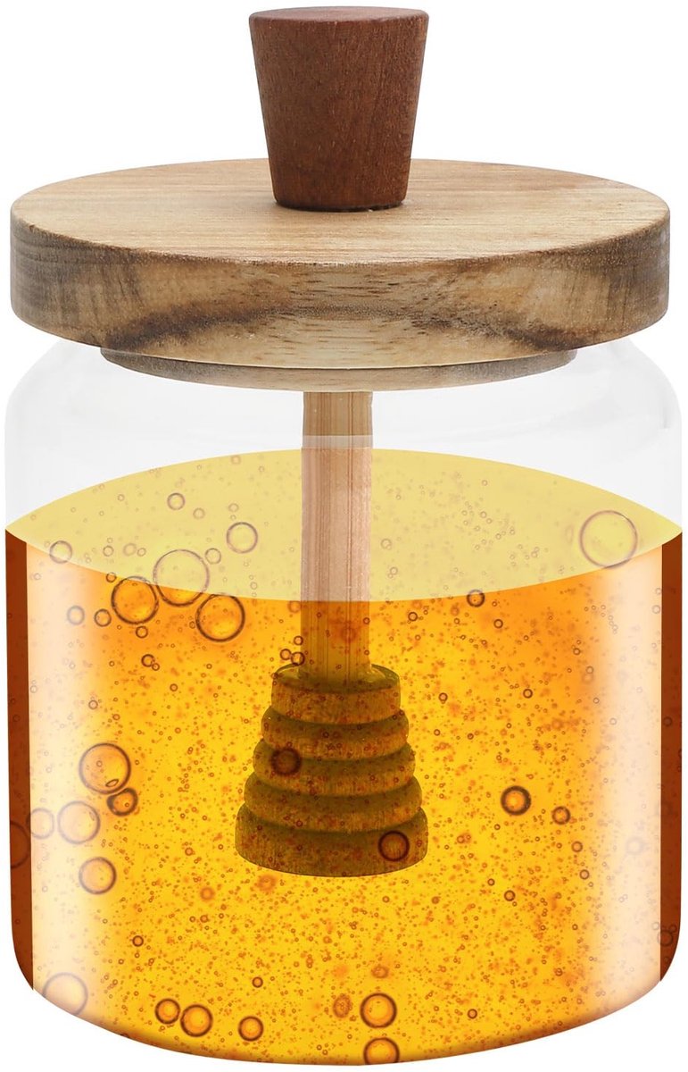 Solidchoice - Honingdispenser van Borosilicaatglas met Lepel en Deksel