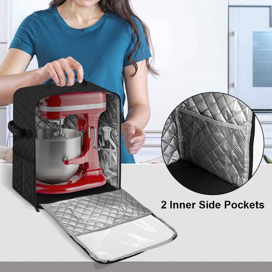 Zwarte opbergtas voor blender - Keukenstofhoes - Hoes voor staande blender - Meerdere opbergvakken - Keukenaccessoires - Voor blenders - 37,3 x 21,5 x 43,3 cm — afbeelding 5