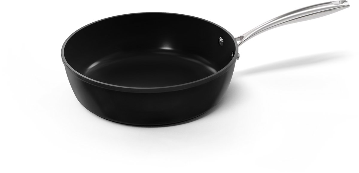 Cook & Pan - Hapjespan 28 cm - PFAS vrij - Inductie Keramisch - Non stick - 7 jaar garantie - Zwart