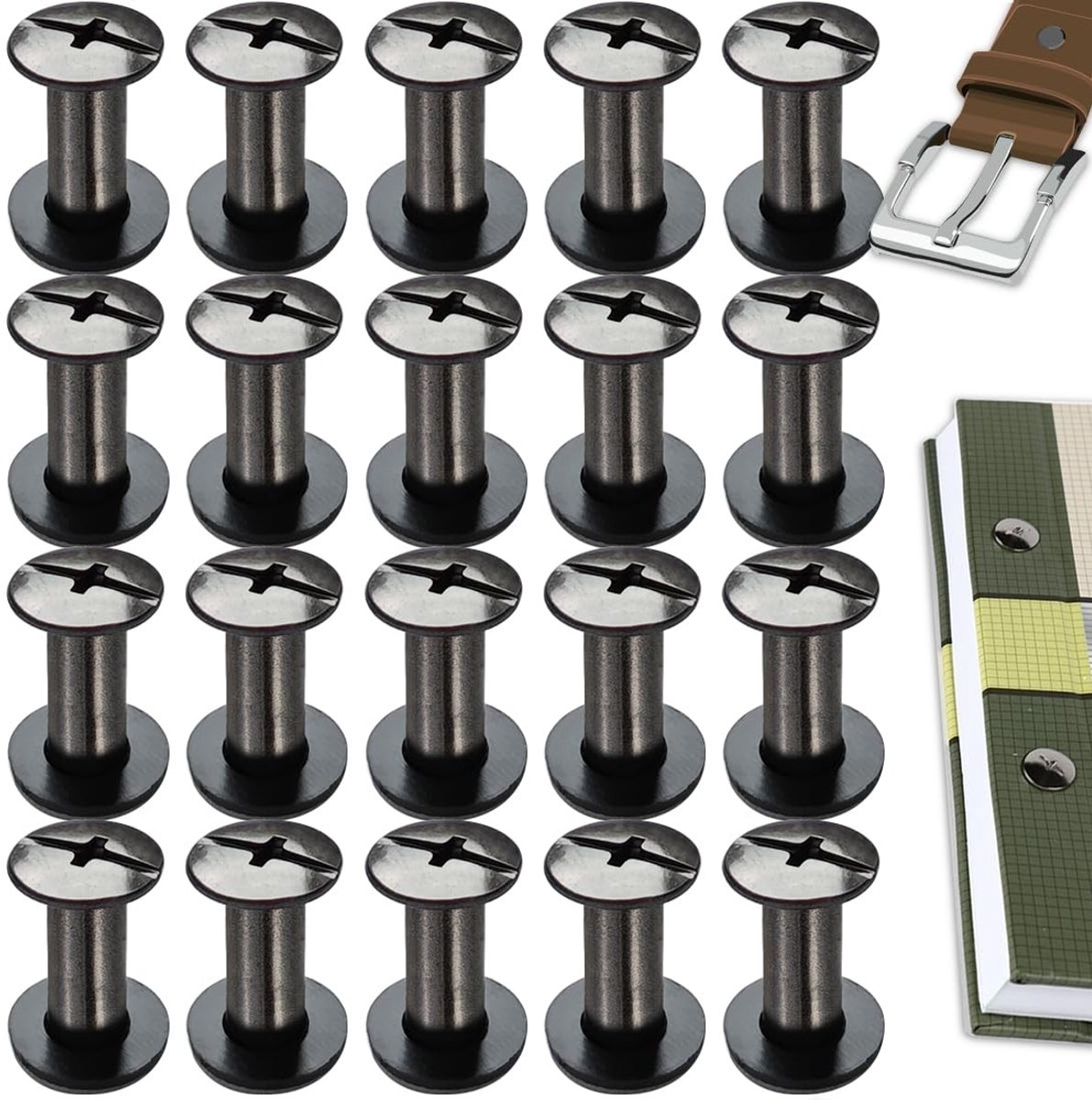 Solidchoice - Chicago Boekschroeven 20 Stuks M5 x 12 mm Roestvrij Staal