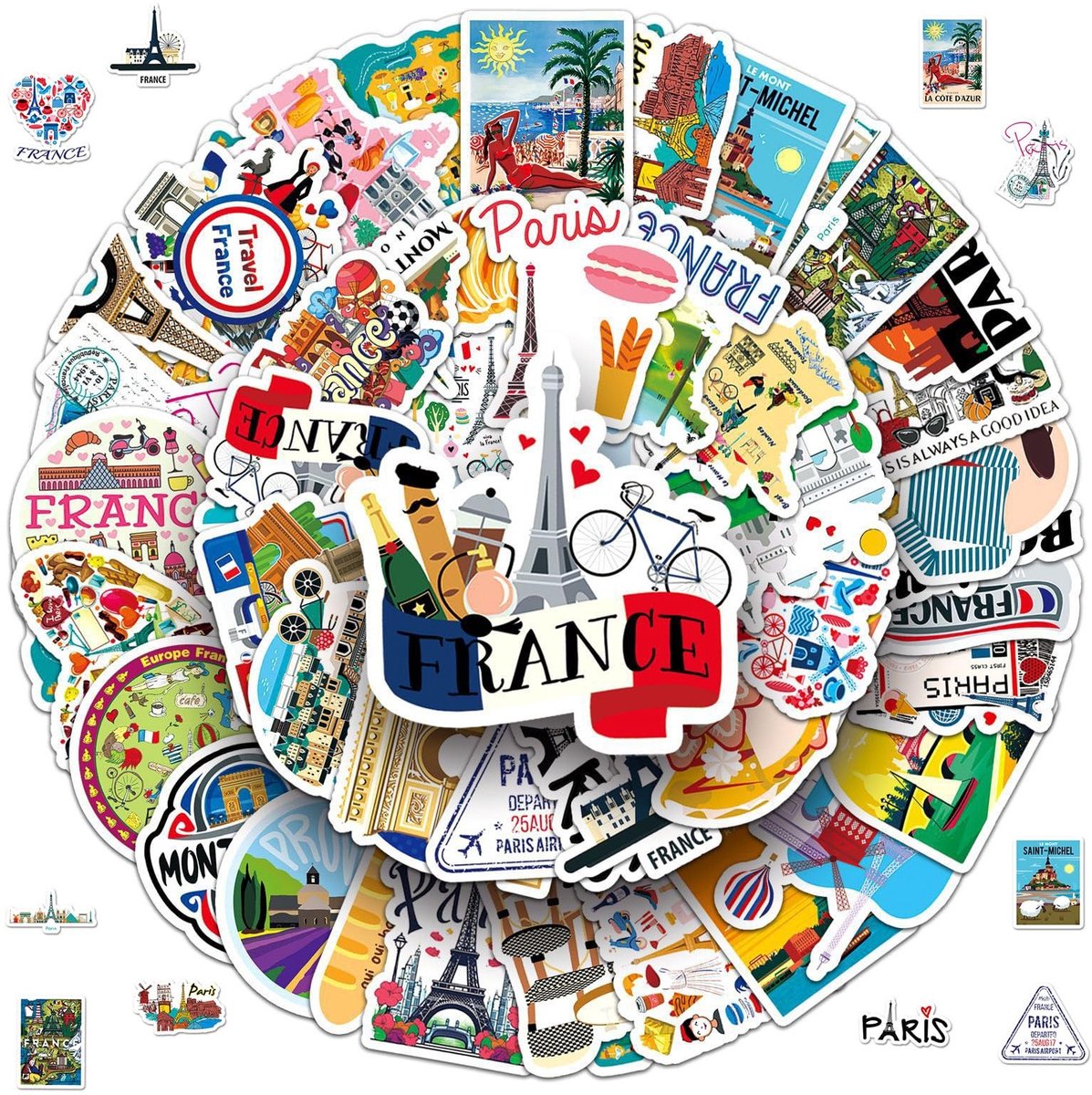 Solidchoice - Set van 100 Romantische Reisstickers, Vintage en Graffiti