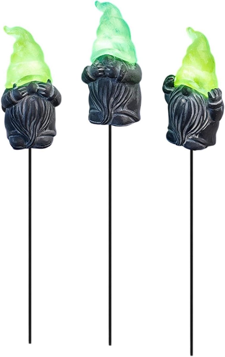 Tuin Dwergen Set - Mini Elfjes - Buiten Decoratie - Lichtgevend Hars - 3 Stuks - Multicolor