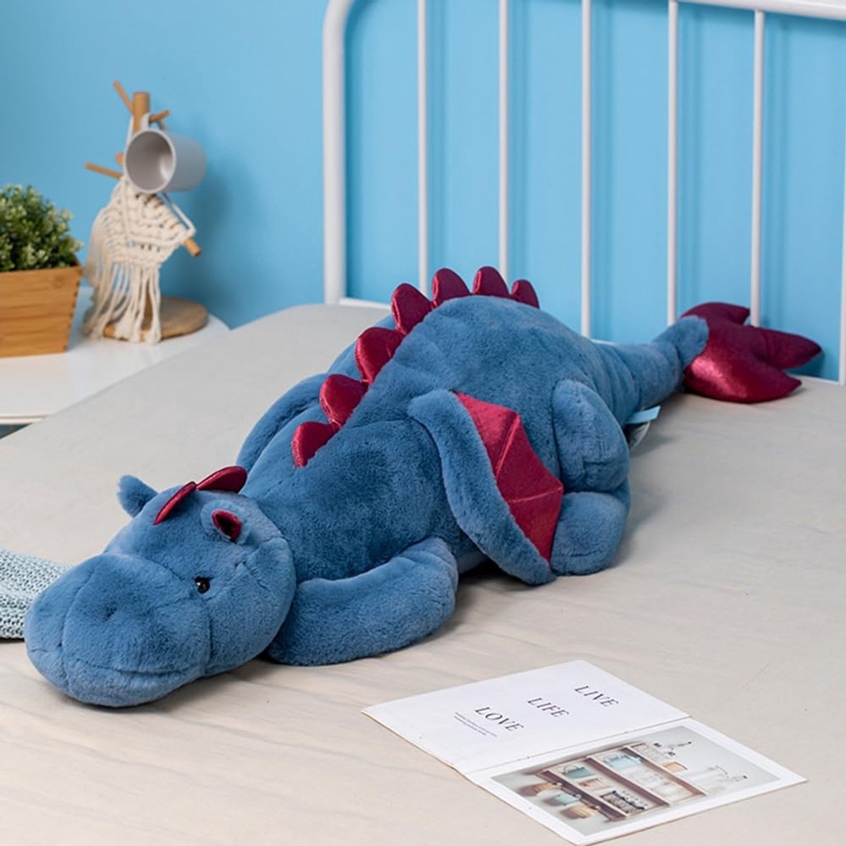 Dailygoods- Knuffeldier 110 cm - Verzwaard Pluche Draak - Zacht 3D-Katoen - Antiallergisch - Handwas Aanbevolen - Veilig Kinderproduct - Pluche Speelgoed