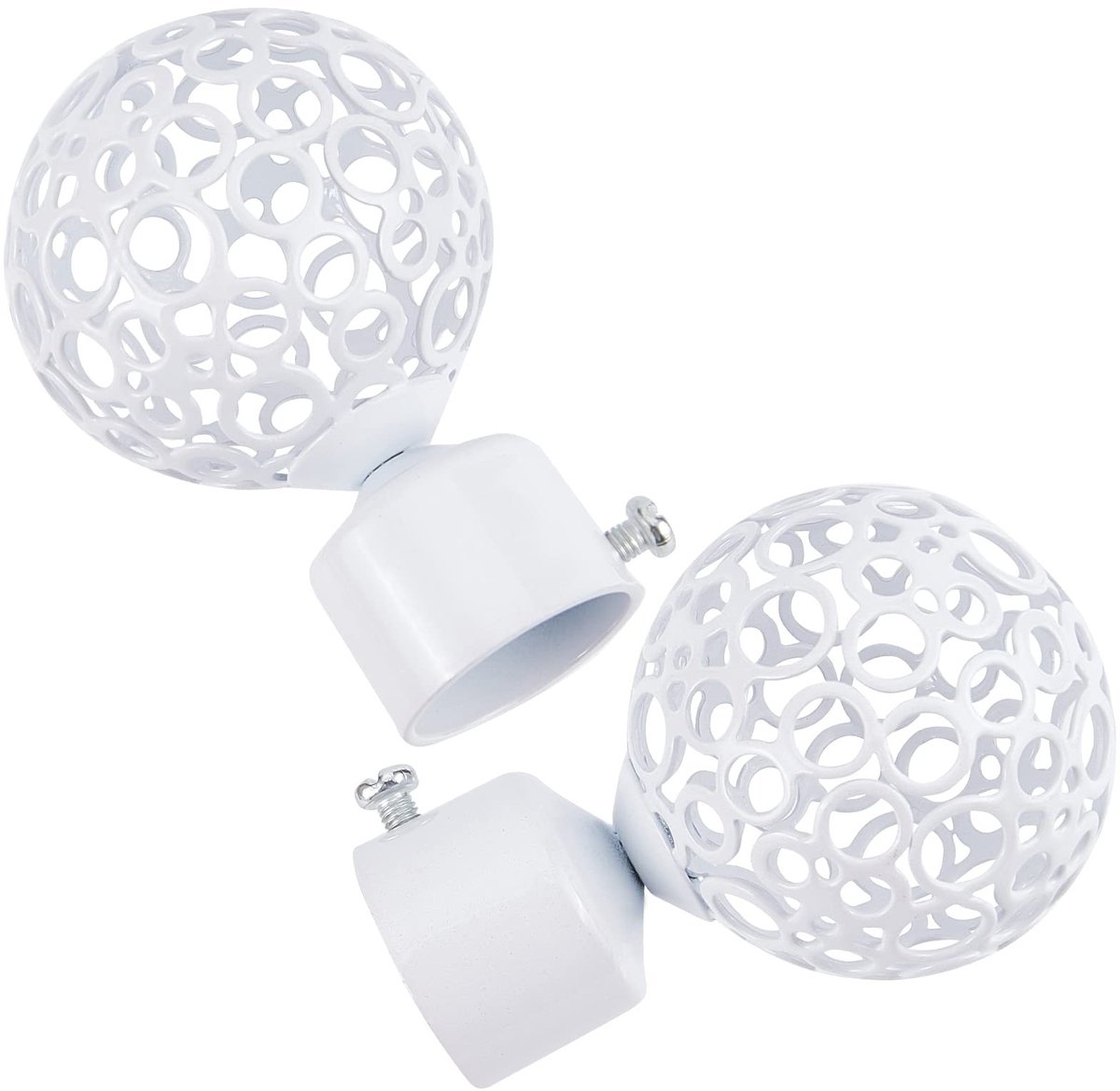 Dailygoods- Gordijnstaaf Finials - 2 Stuks - Decoratieve Eindkop - Witte Balkooi - 28 mm - IJzer - 8,8 x 5,9 cm - Gordijnroede Eindstukken