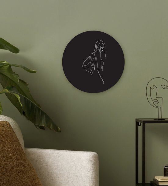 Illustration femme puissante sur fond noir Cercle mural plaque plastique ⌀ 30 cm - impression photo sur cercle mural / cercle vivant (décoration murale)