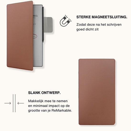 Lunso ReMarkable Paper Pro Move Slim magnetisch sleepcover PU leer hoes - Bruin van Lunso — afbeelding 3