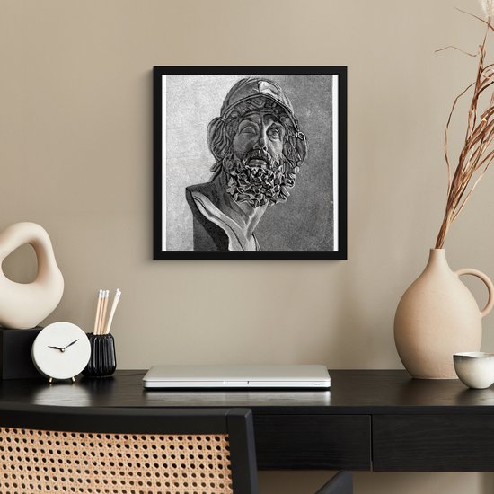 Poster in lijst - Fotolijst 40x40 cm - Posters - Een illustratie van Ajax - Posterlijst zwart - Decoratie - Wanddecoratie woonkamer - Muurdecoratie slaapkamer