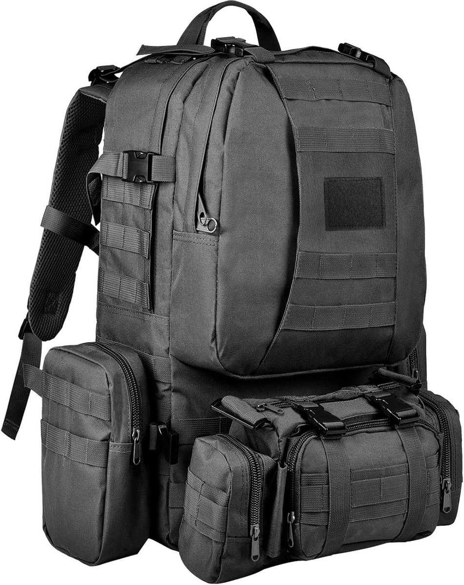rugzak, 60 liter, militaire legerrugzak, grote survival Molle dagrugzak voor heren en dames, afneembare outdoor tas