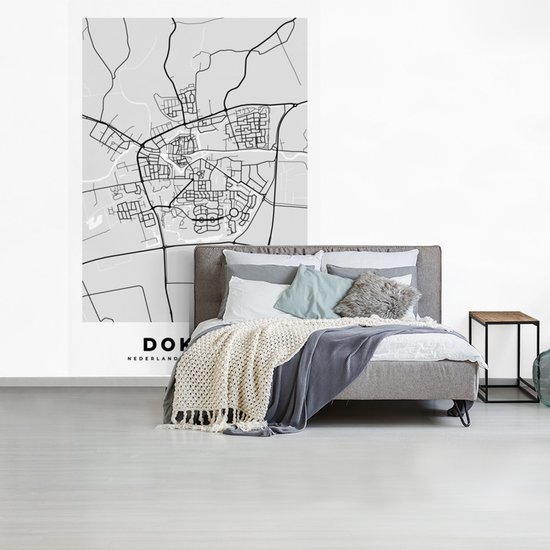 Papier peint - Papiers Papier peint photo Plan de la ville - Dokkum - Grijs - Wit - Largeur 195 cm x hauteur 300 cm