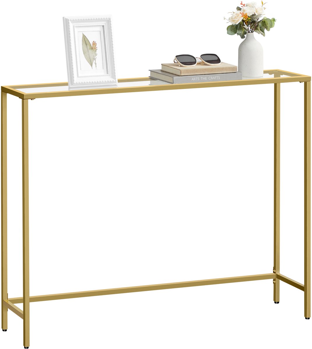 VASAGLE - Console Tafel - Bijzettafel van Hardglas - Verstelbare Poten - Voor Woonkamer en Hal