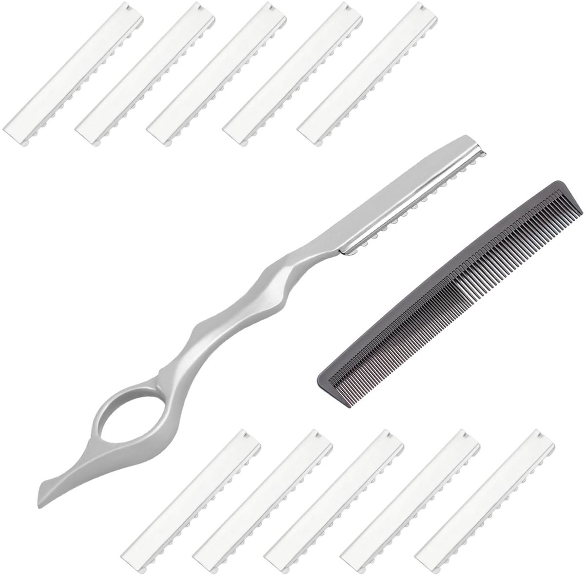 Dailygoods - Haarstyling Scheermes, kapperskam Styling Razor Thinning Shaper Kappersstylingmes Haar Texturisering Scheermes met 10 mesjes voor gebruik in de salon en thuis